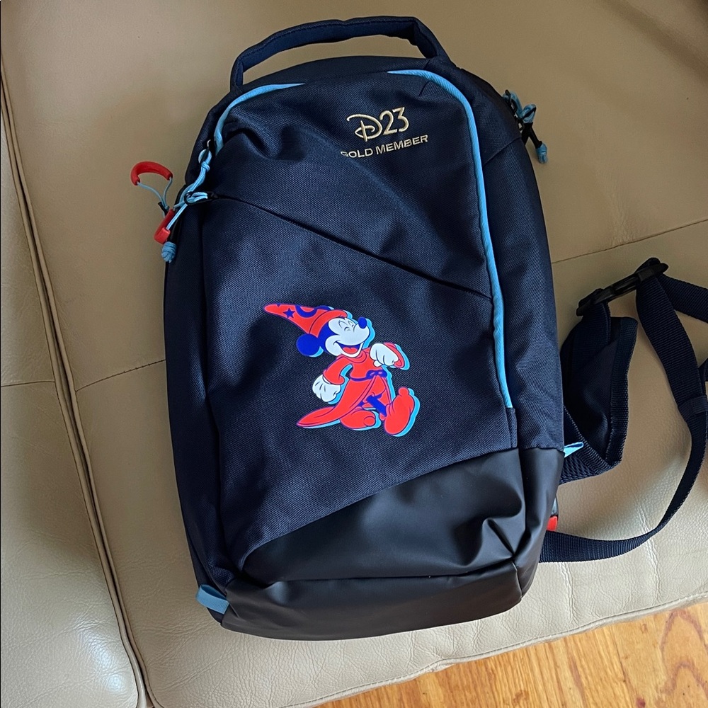 Disney Blue and Red Backpack with Cartoon Character Design